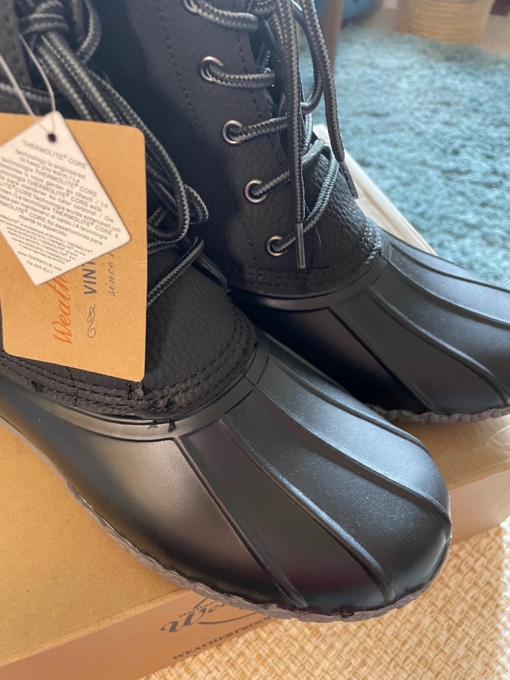 Men’s Weatherproof Vintage Duck Boots Black sz. 8